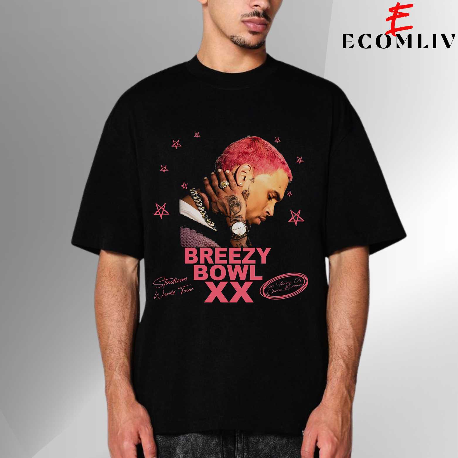Chris Brown Breezy Bowl Xx Tour 2025 T-Shirt, Chris Brown Fan Support Shirt Gift For Team Breezy